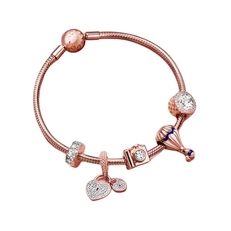 Pandora Synthetic Cubic Zirconia, Copper Silver Alloy Pendants Rose Gold