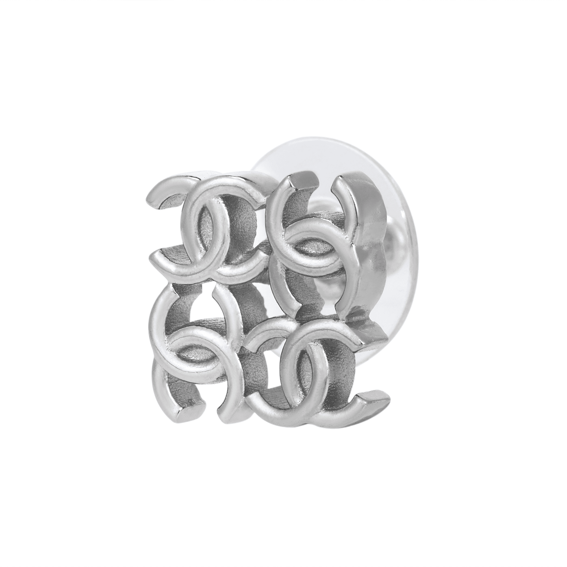 CHANEL Stud Earrings Silver