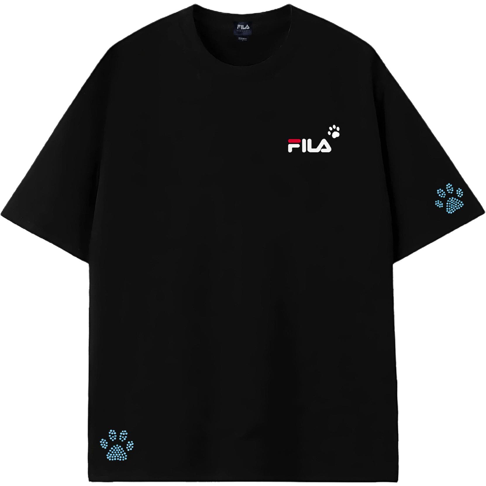 FILA TShirts Black Blue Diamond Crew Neck Moderate