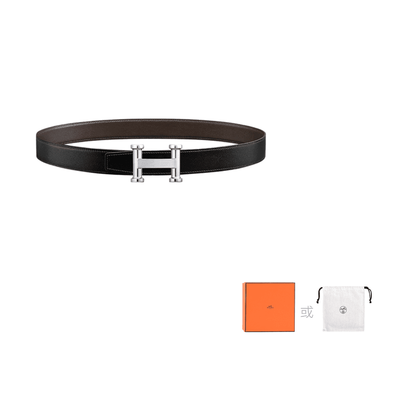 HERMES Palladium Plated Width 3.2cm Black