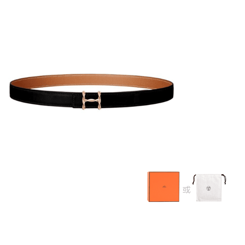 HERMES H Torsade Metal Calfskin 2.4cm Black/Brown