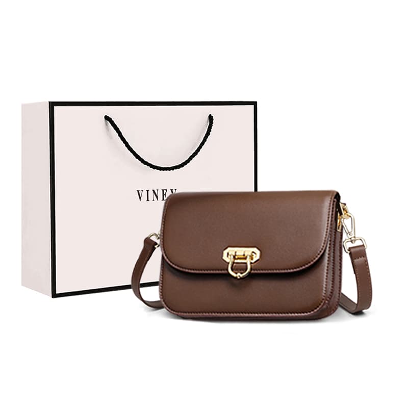 VINEY Cow Shoulder Bag Small Multicolor Coffee