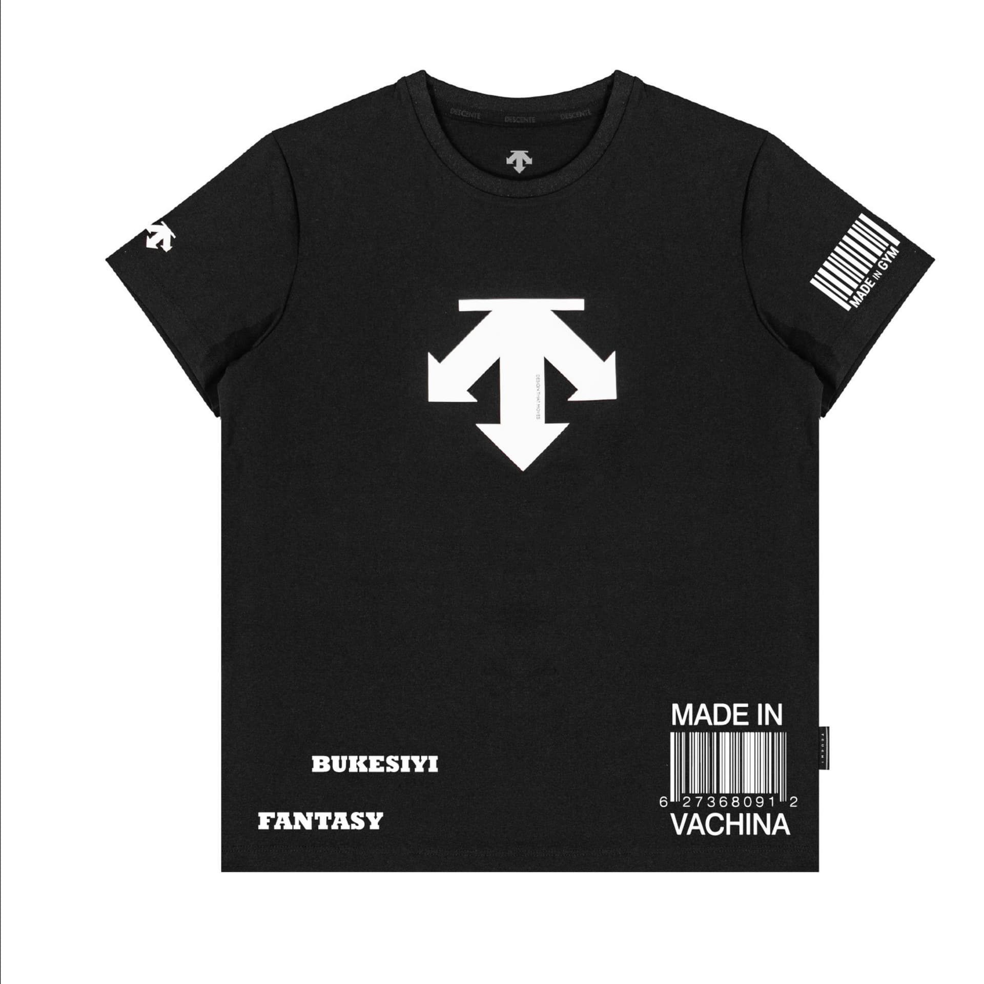 DESCENTE TShirts Black Crew Neck Moderate
