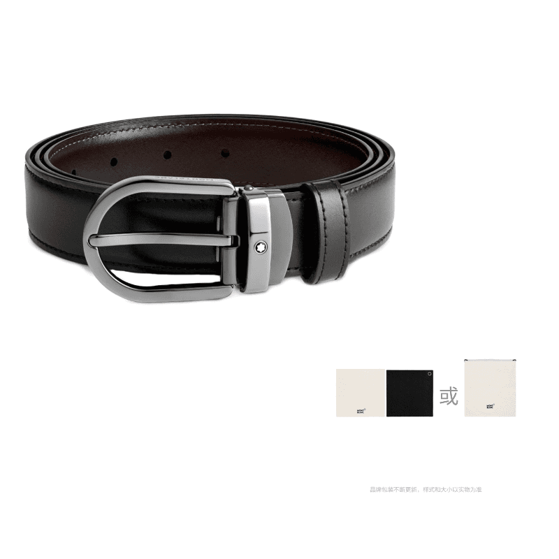 MONTBLANC Cow Leather, Brass Stainless Steel Black Width 3cm