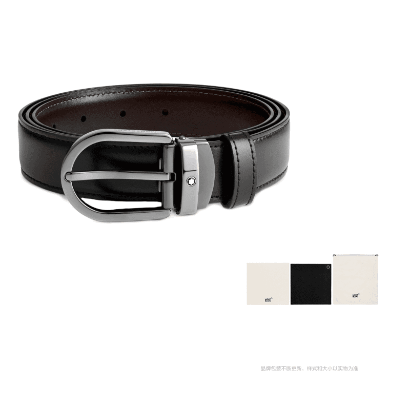 MONTBLANC Cow Leather, Brass Stainless Steel Black Width 3cm