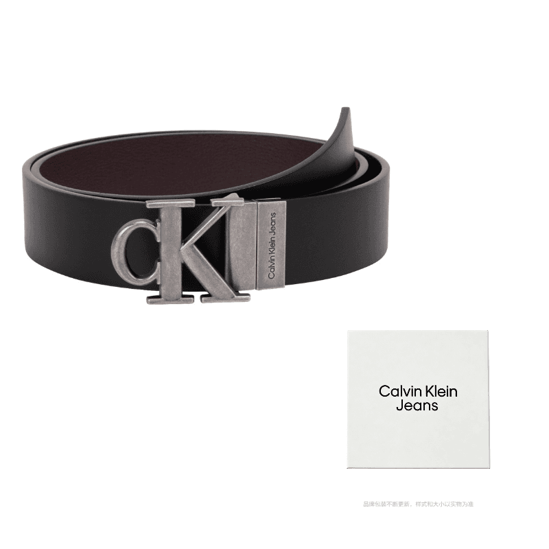CALVIN KLEIN Cow Black/Dark Brown Width 3.5cm Black/Dark Brown