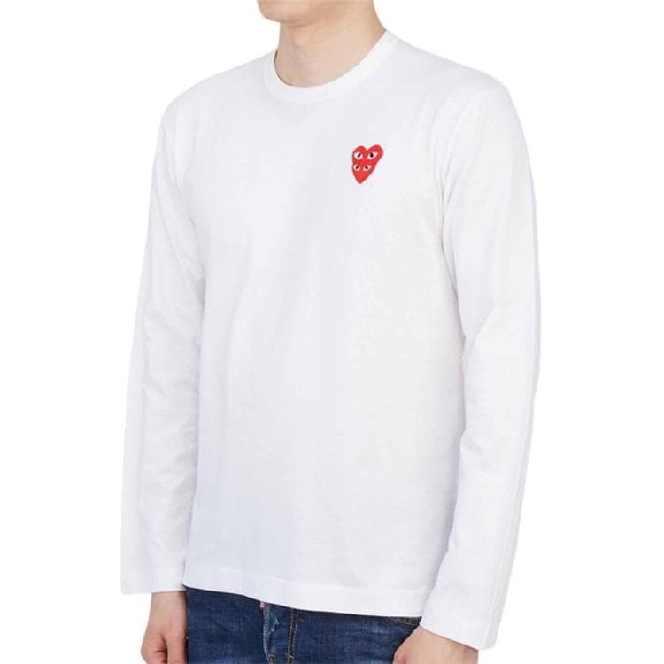 CDG Play TShirts White Crew Neck Moderate Straight Fit
