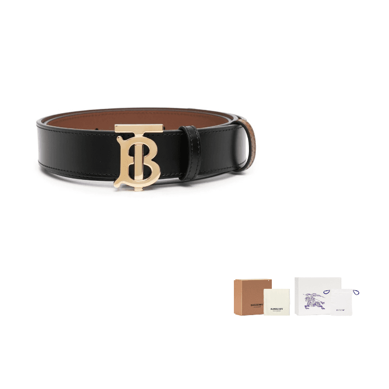 Burberry Logo Plaque Reversible Buckled Belt Black