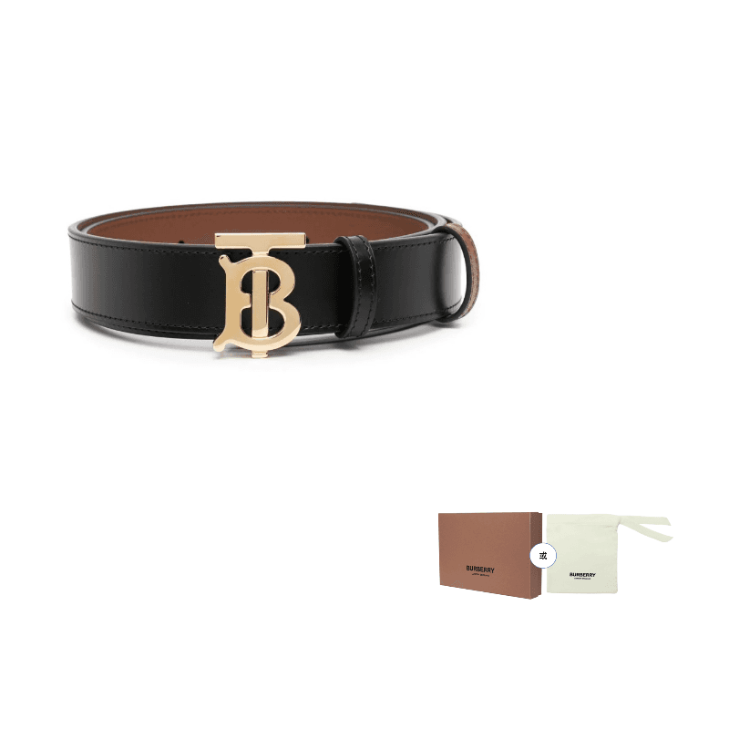 Burberry Logo Plaque Reversible Buckled Belt Black