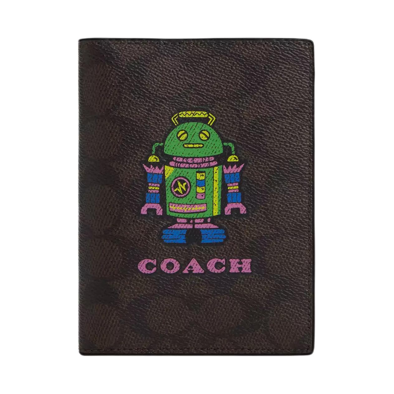 COACH Coated Canvas Passport Holder Mini Walnut Basic Set (Bag+Dust Bag)