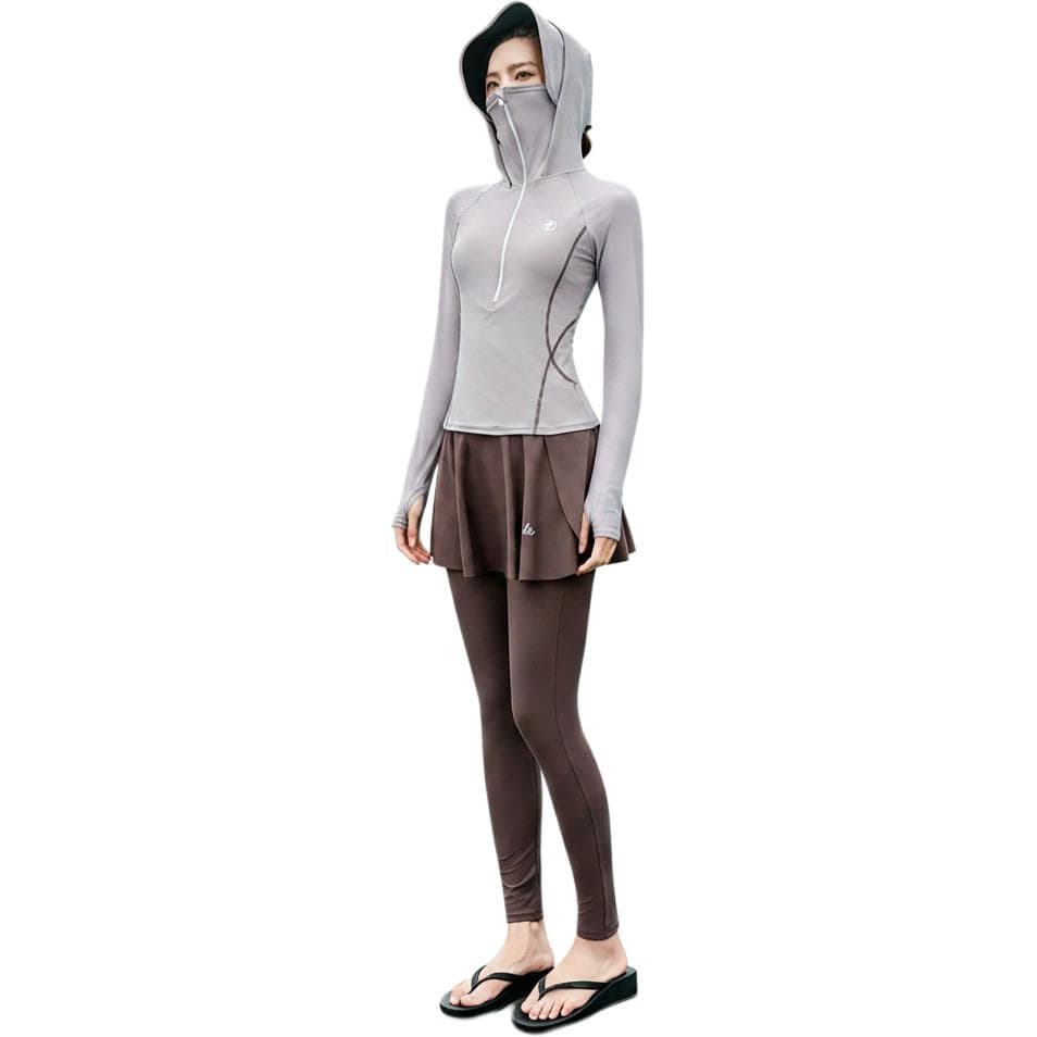 Barbie TwoPiece Light GrayBrown Hooded (Nondetachable) Thin Short Skirt TwoPiece Swimsuit