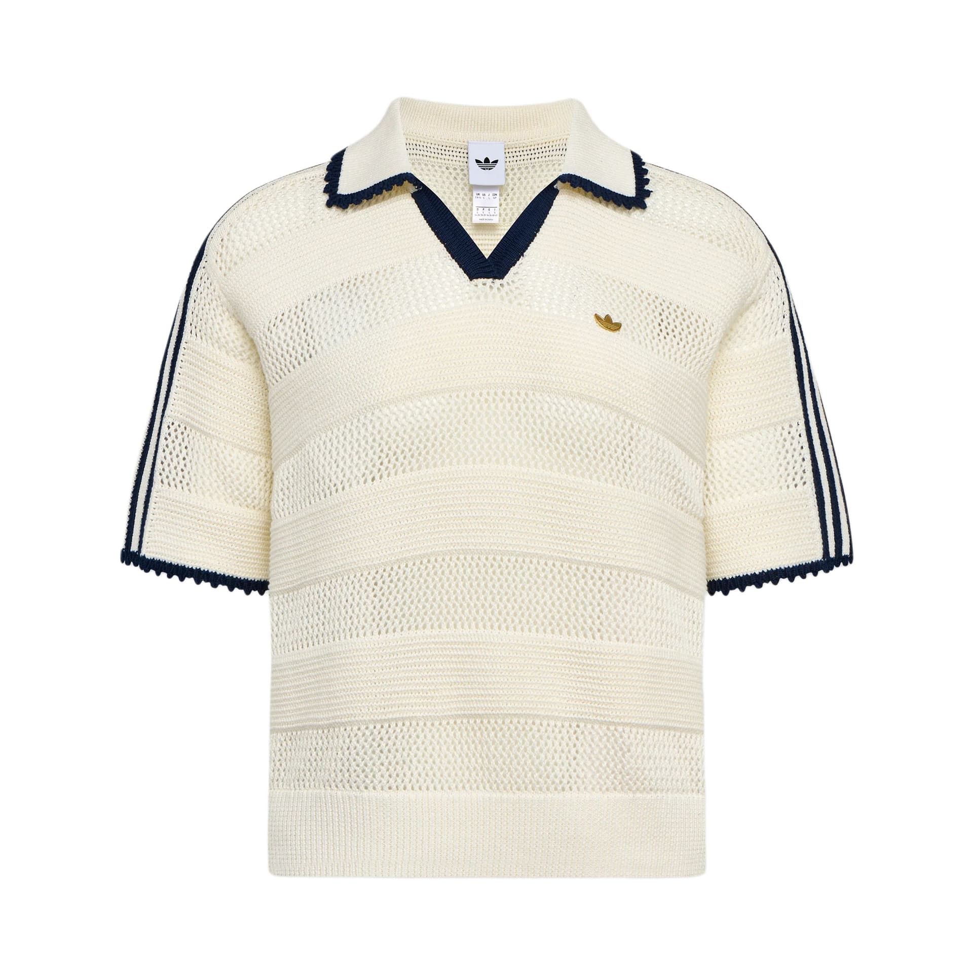 Adidas Originals Polo Shirts Jade White Vneck Moderate Straight Fit