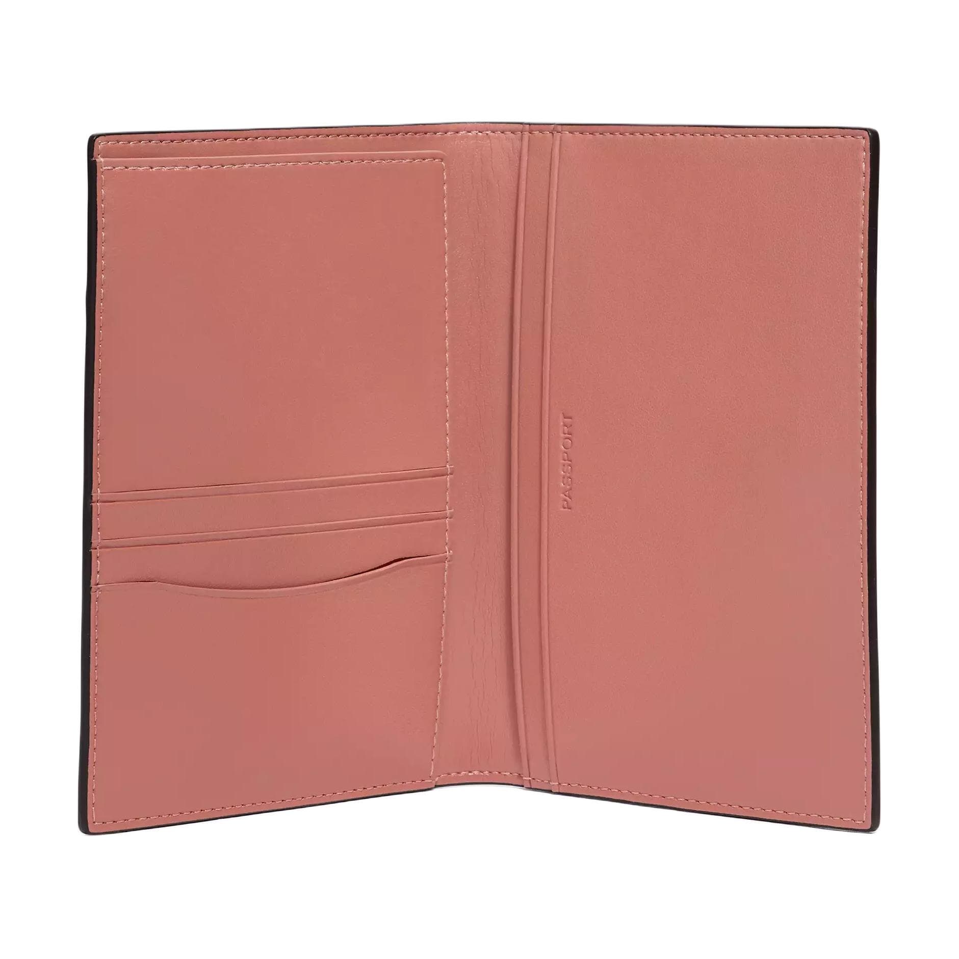 COACH Solid Color Calfskin Clutch Wallet With Passport Holder Mini Light Peach Pink/Gold