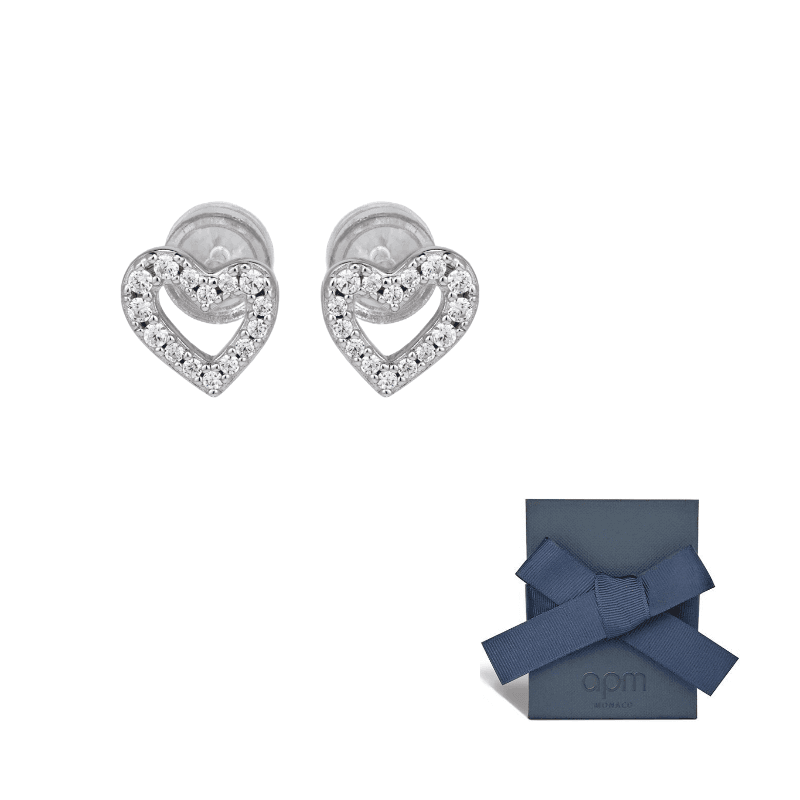Apm Monaco Synthetic Cubic Zirconia Sterling Silver Stud Earrings Silver