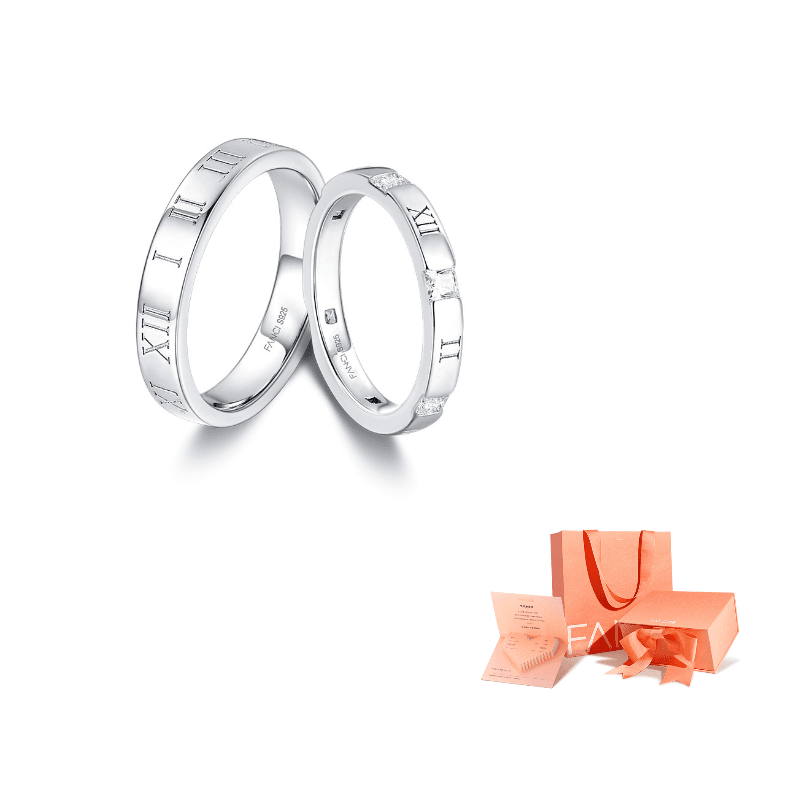 FANCI Timeless Lover Collection 925 Sterling Silver Synthetic Cubic Zirconia Ring Pair
