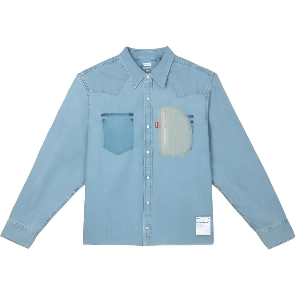 Levis X Satisfy Denim Jackets Blue Lapel Moderate Blue