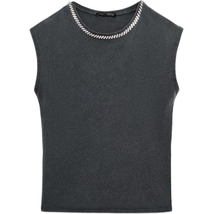 ZARA Tank Tops Coal Gray
