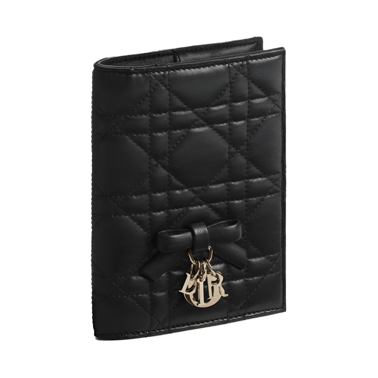 DIOR Lady Dior Lambskin Passport Holder Black