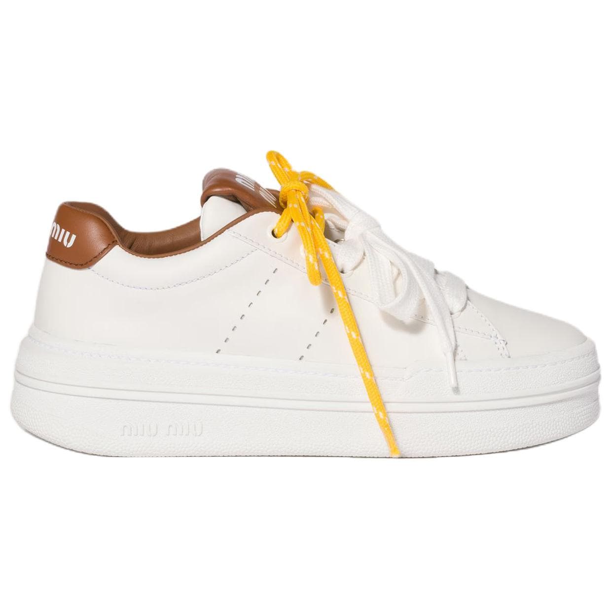 MIU MIU Skate Lowtop White Cognac