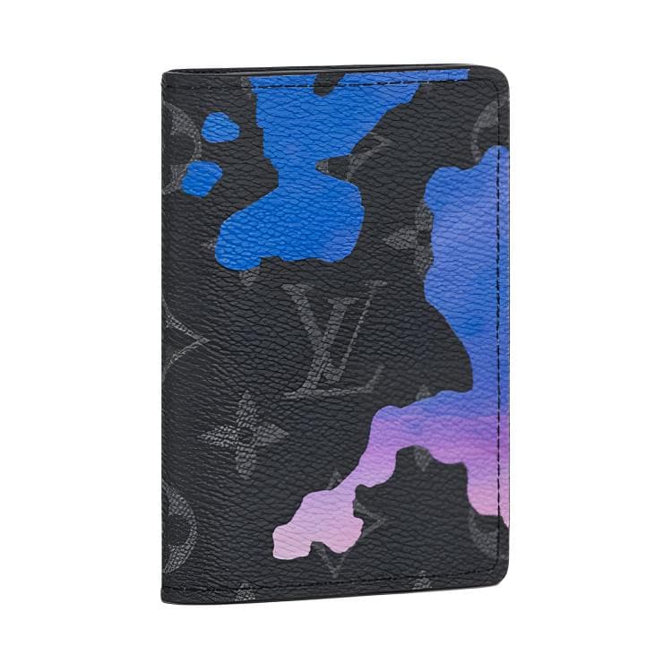 LOUIS VUITTON Coated Canvas Wallet Passport Holder Blue/Black Box(Basic Set+Box)