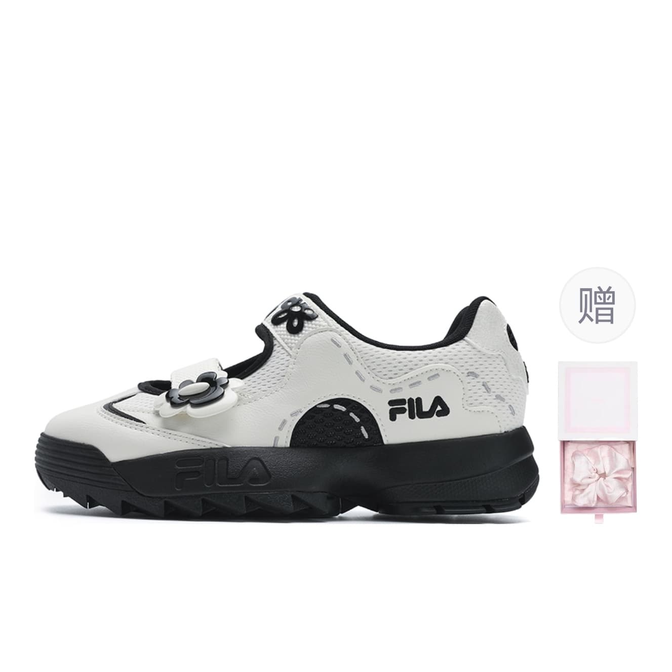FILA DISRUPTOR 2 FLOWER Resistant, Breathable, Lightweight Micro White/Black