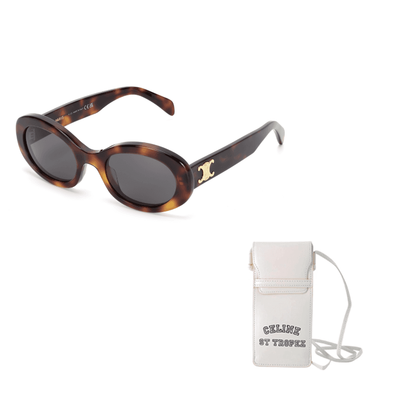 CELINE Oval Sunglasses Tortoiseshell