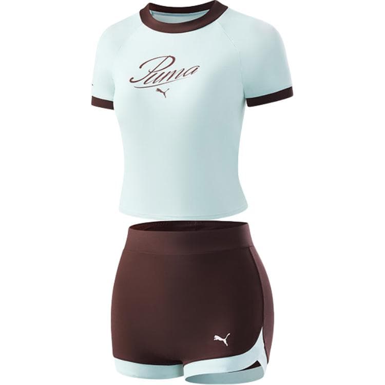 PUMA TwoPiece Crew Neck Thin SquareLeg TwoPiece Swimsuit