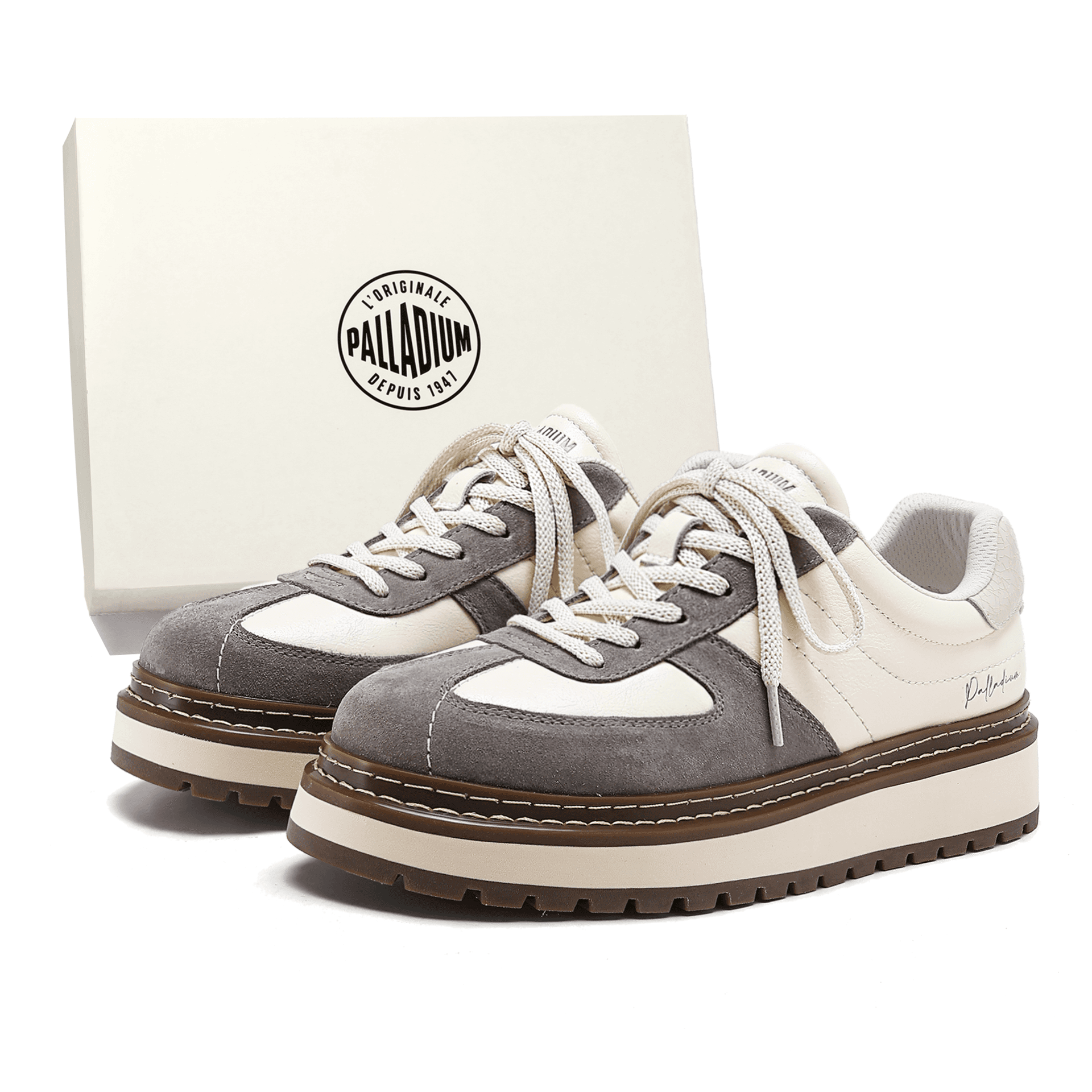 Palladium Skate Lowtop White Gray/Yellow Brown/Green White