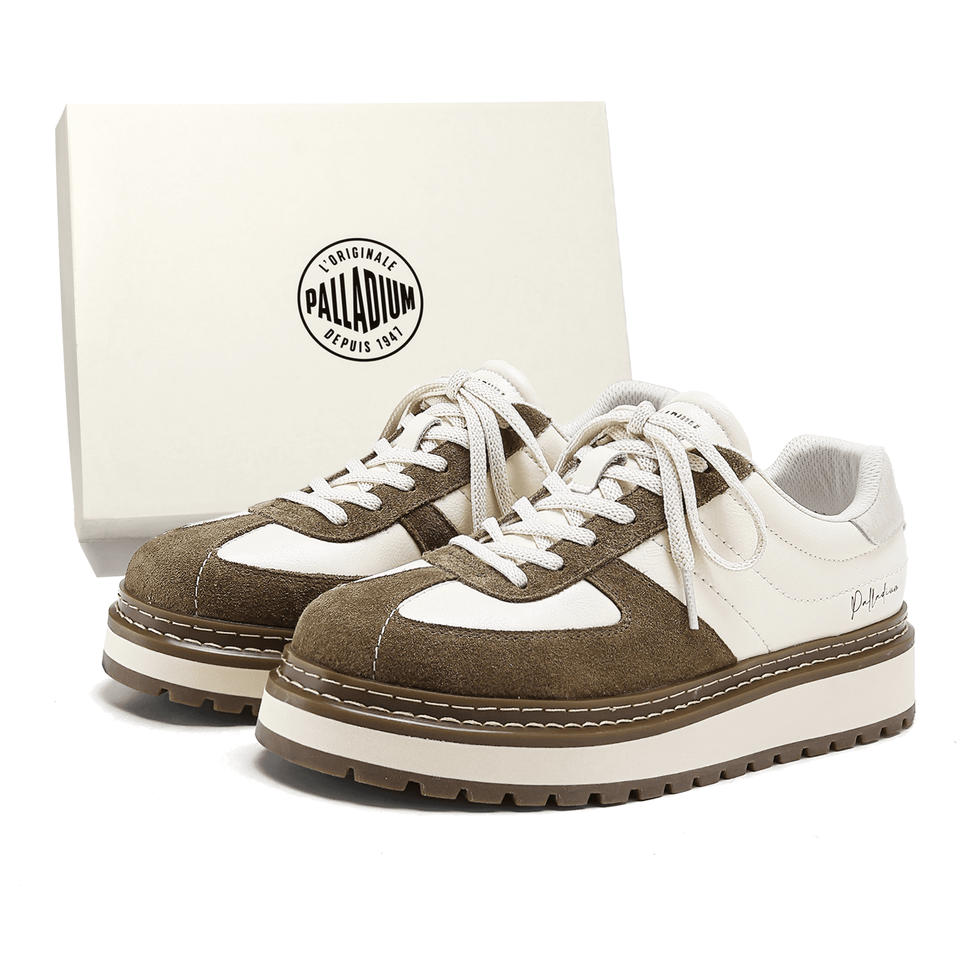 Palladium Skate Lowtop White Gray/Yellow Brown/Green White