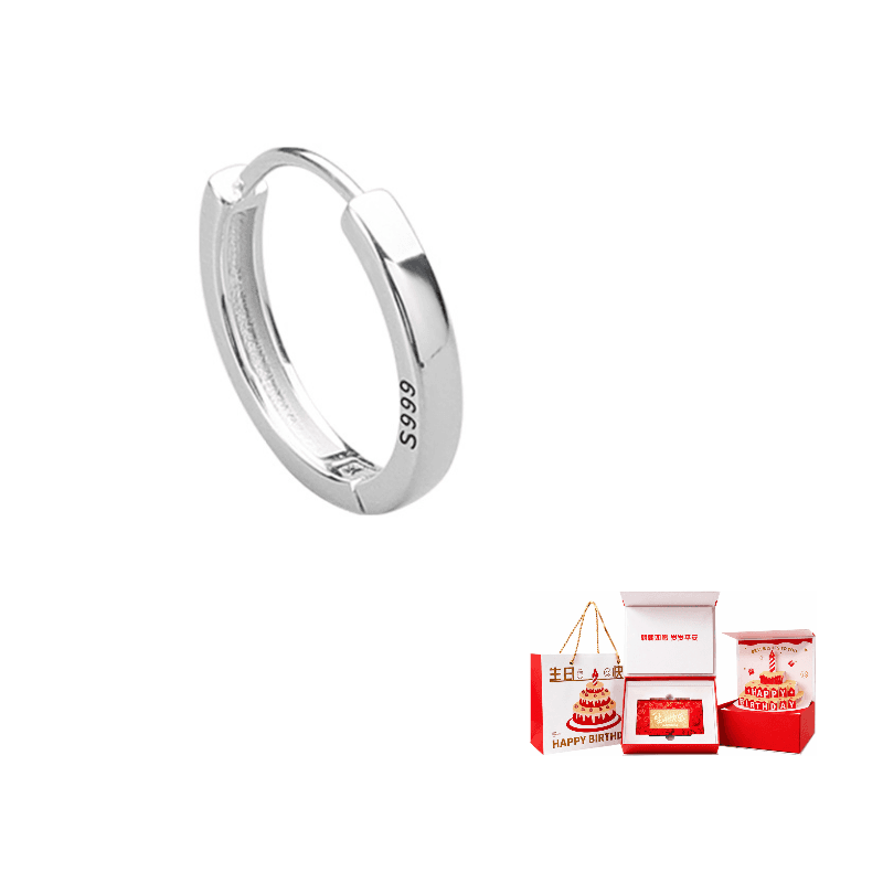 Kelanxi 999 Fine Silver Earrings Silver Glossy earrings are small single
