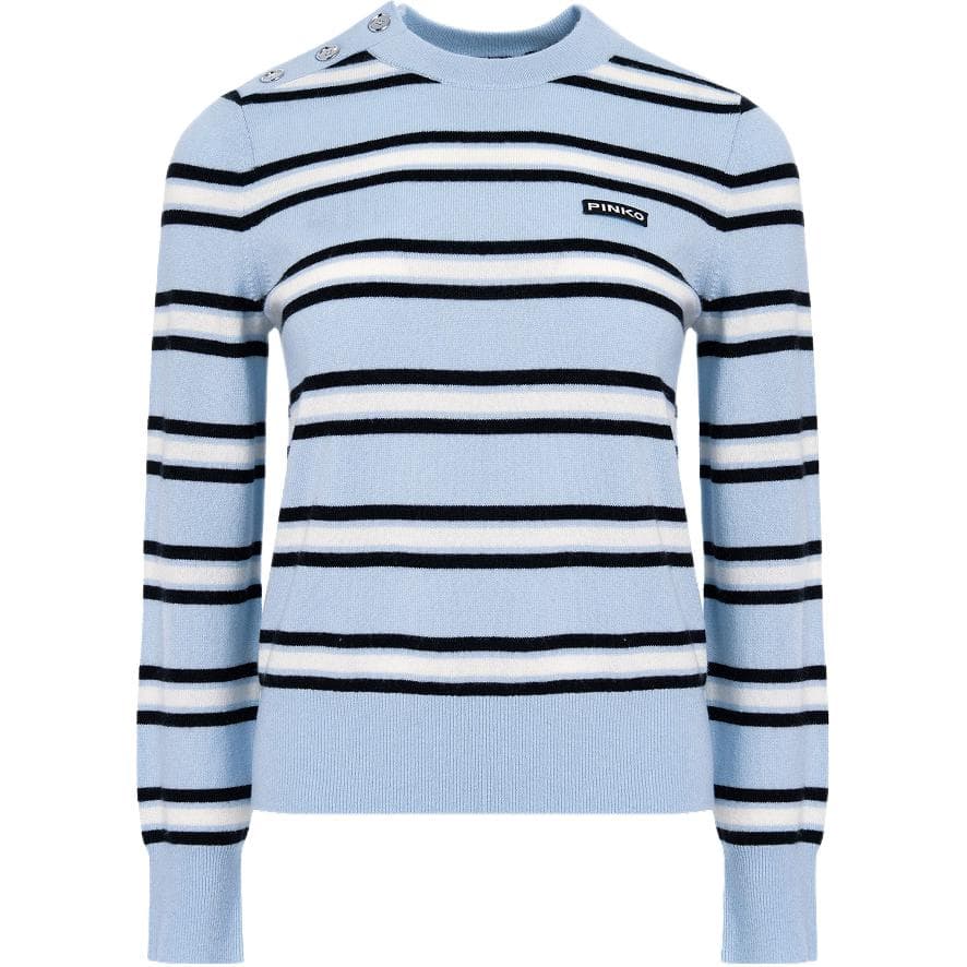 PINKO Sweaters Blue Stripes Pattern Crew Neck Moderate
