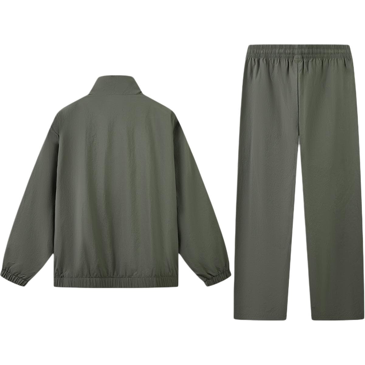 LiNing Sportswear Sets Set (Gray Army Green Top+Gray Army Green Bottom) Stand Collar Moderate