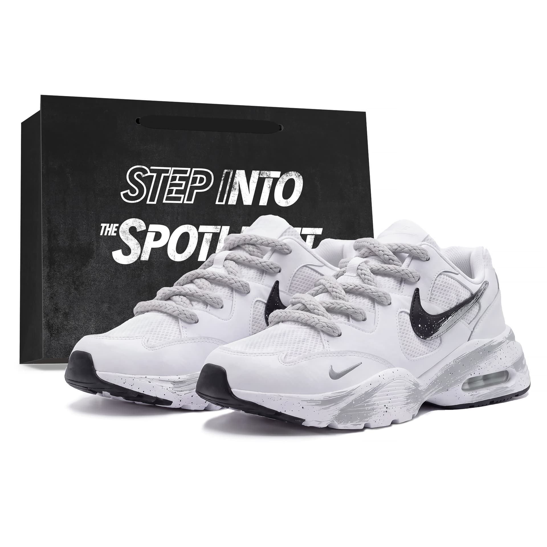 Nike Air Max Fusion Lowtop White Black Gray Ink Splatter Colorway
