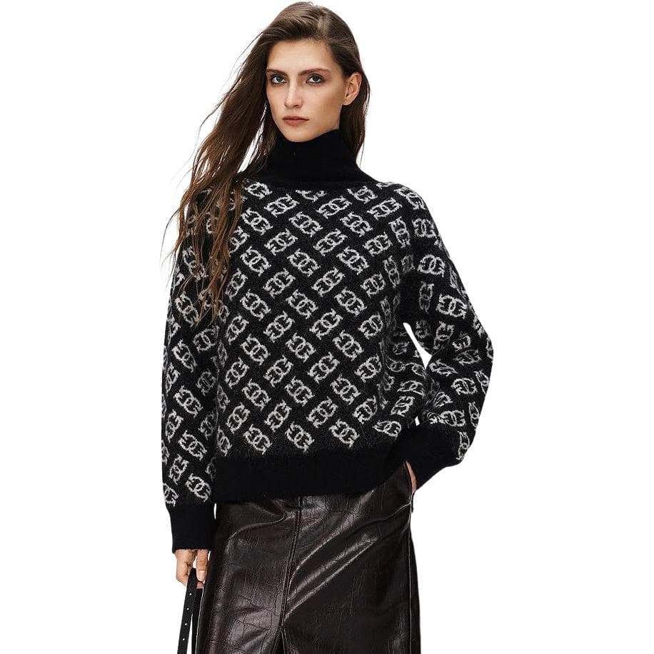 PINKO Sweaters Black Pattern Turtleneck Moderate