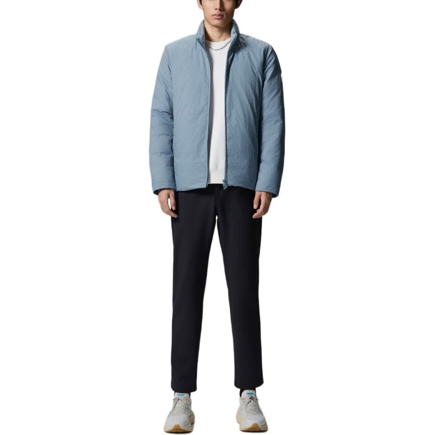 Saucony Down Jackets Morning Mist Blue Stand Collar Thin Straight Fit