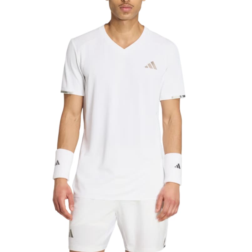 Adidas Tennis Tops White Vneck Moderate