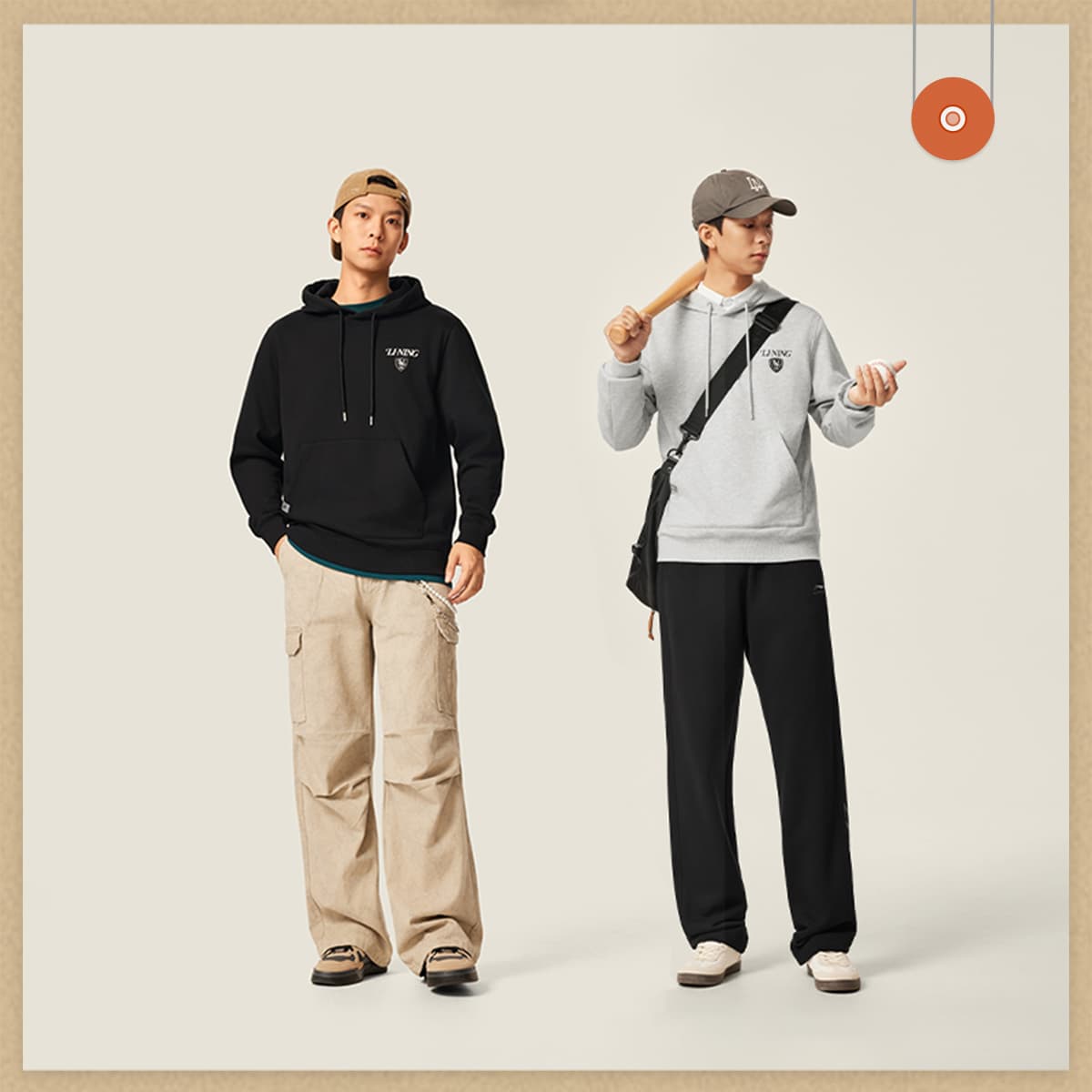 Li Ning Sports Life Collection Fleece Lined Thermal Hooded Sports Versatile Letter Sweatshirt
