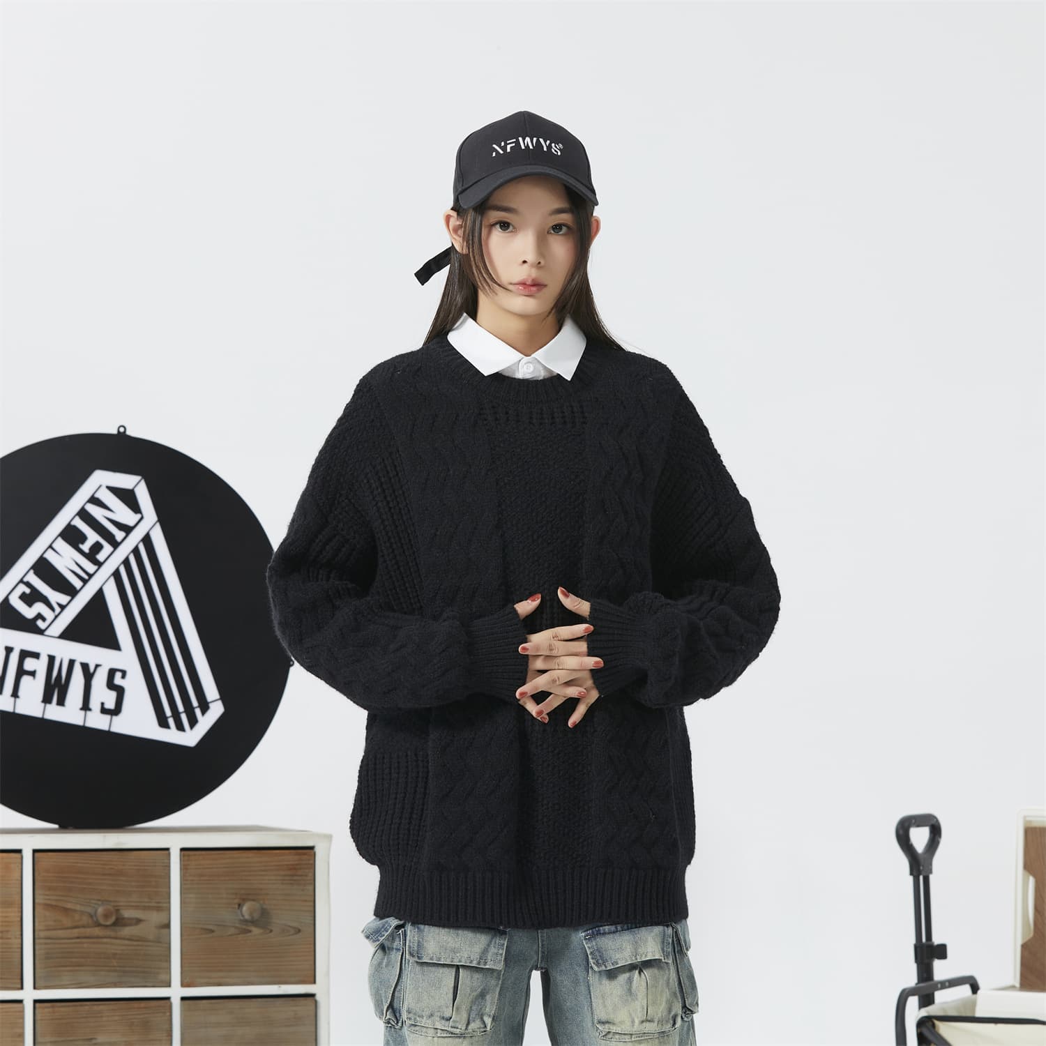 NFWYS Sweaters Lapel Moderate Mock Two Piece