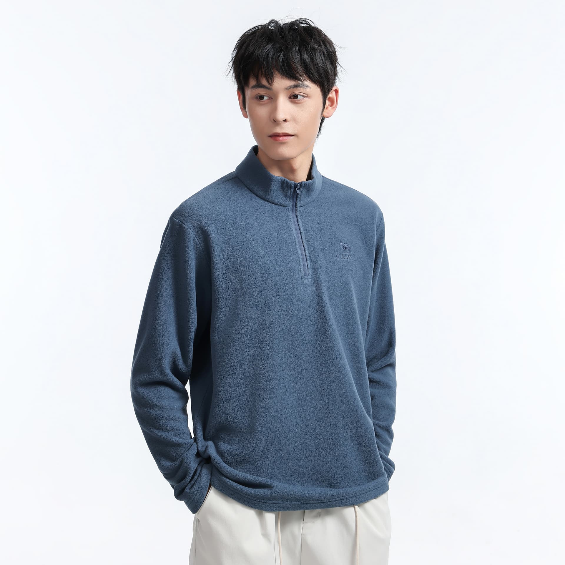 CAMEL Fleece Tops Stand Collar Thickened