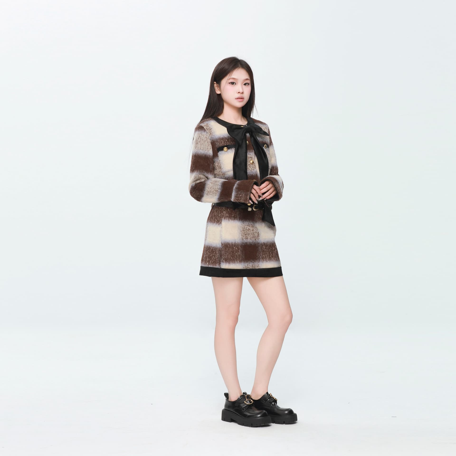 UPNANAWANG Two Piece Skirt Sets Crew Neck Moderate Mid Length