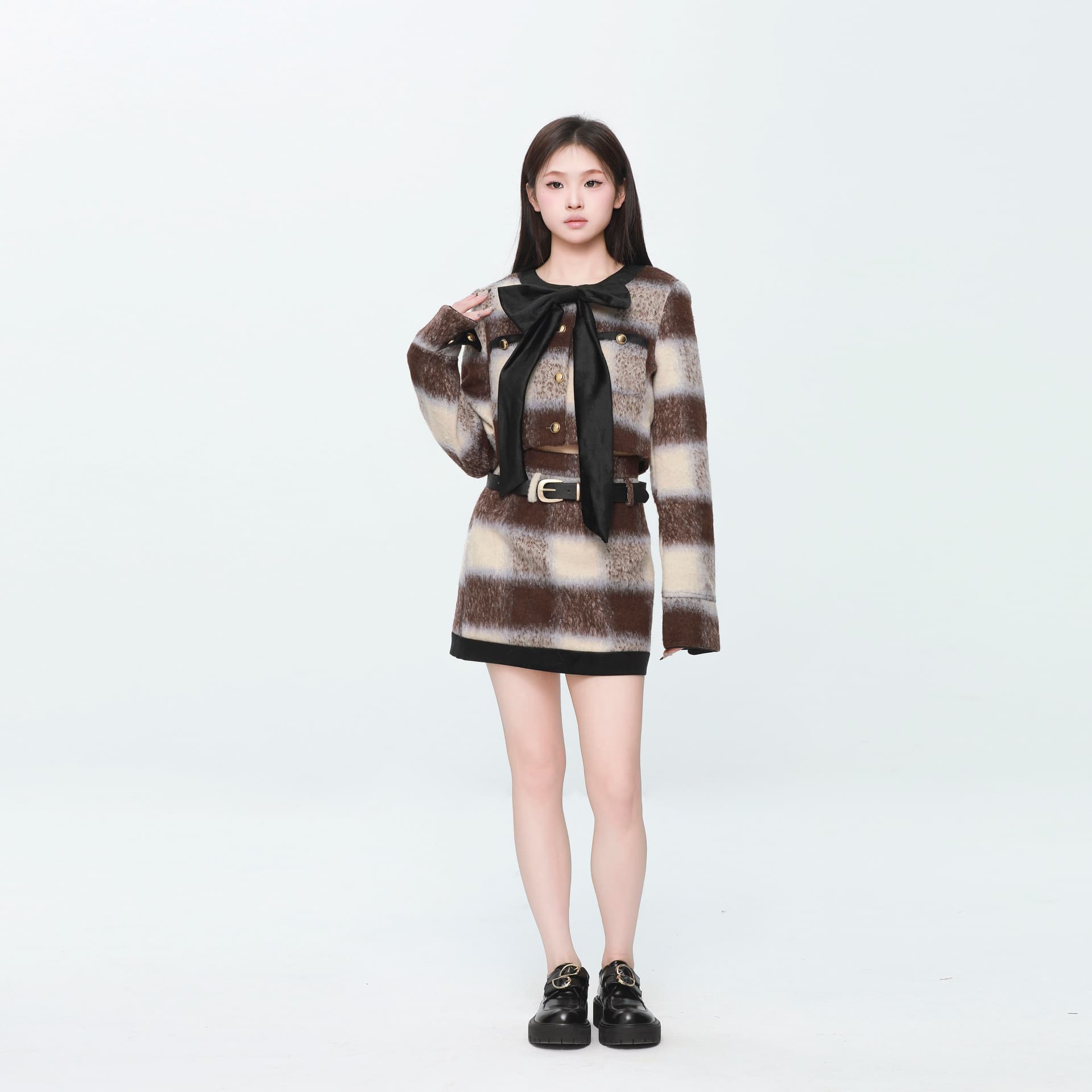 UPNANAWANG Two Piece Skirt Sets Crew Neck Moderate Mid Length