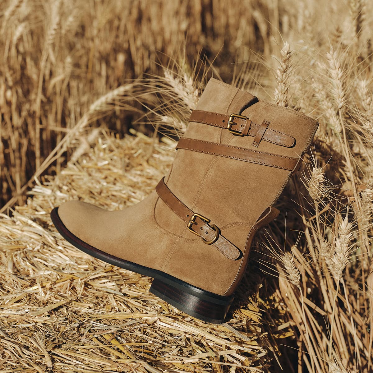 BREAD TREE Cow Suede Ankle 3cm Rich Dark Chocolate