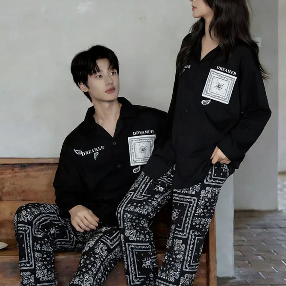 DAMOS·LOVE Spring Fall Season Pajama Set Black