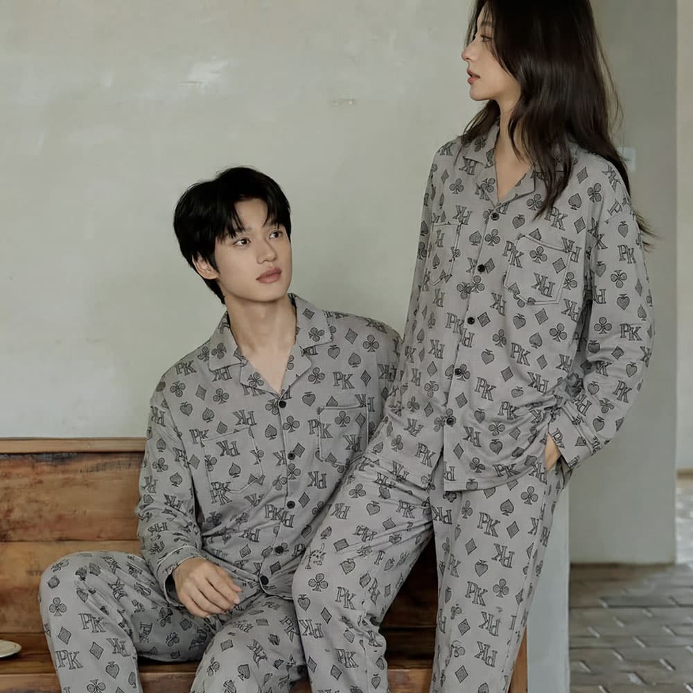 DAMOS·LOVE Spring Fall Season Pajama Set Gray
