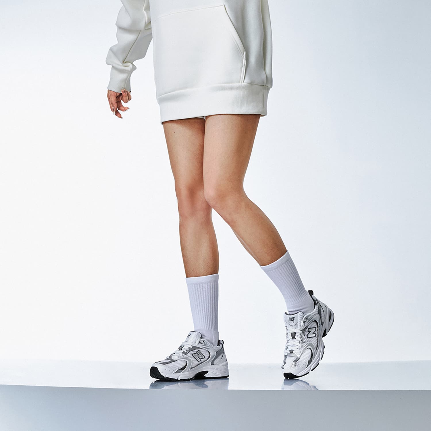New Balance NB 530 Mesh, Synthetic Breathable Silver White