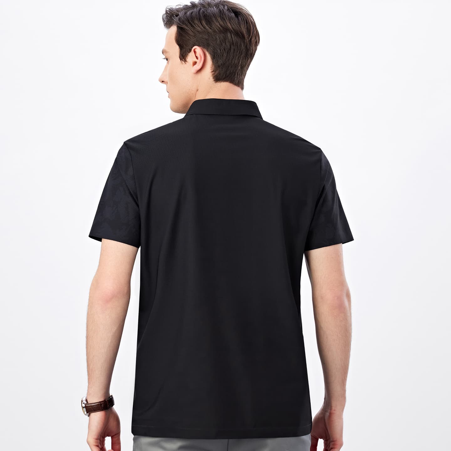 SEPTWOLVES Polo Shirts Black Polo Collar Moderate Straight Fit