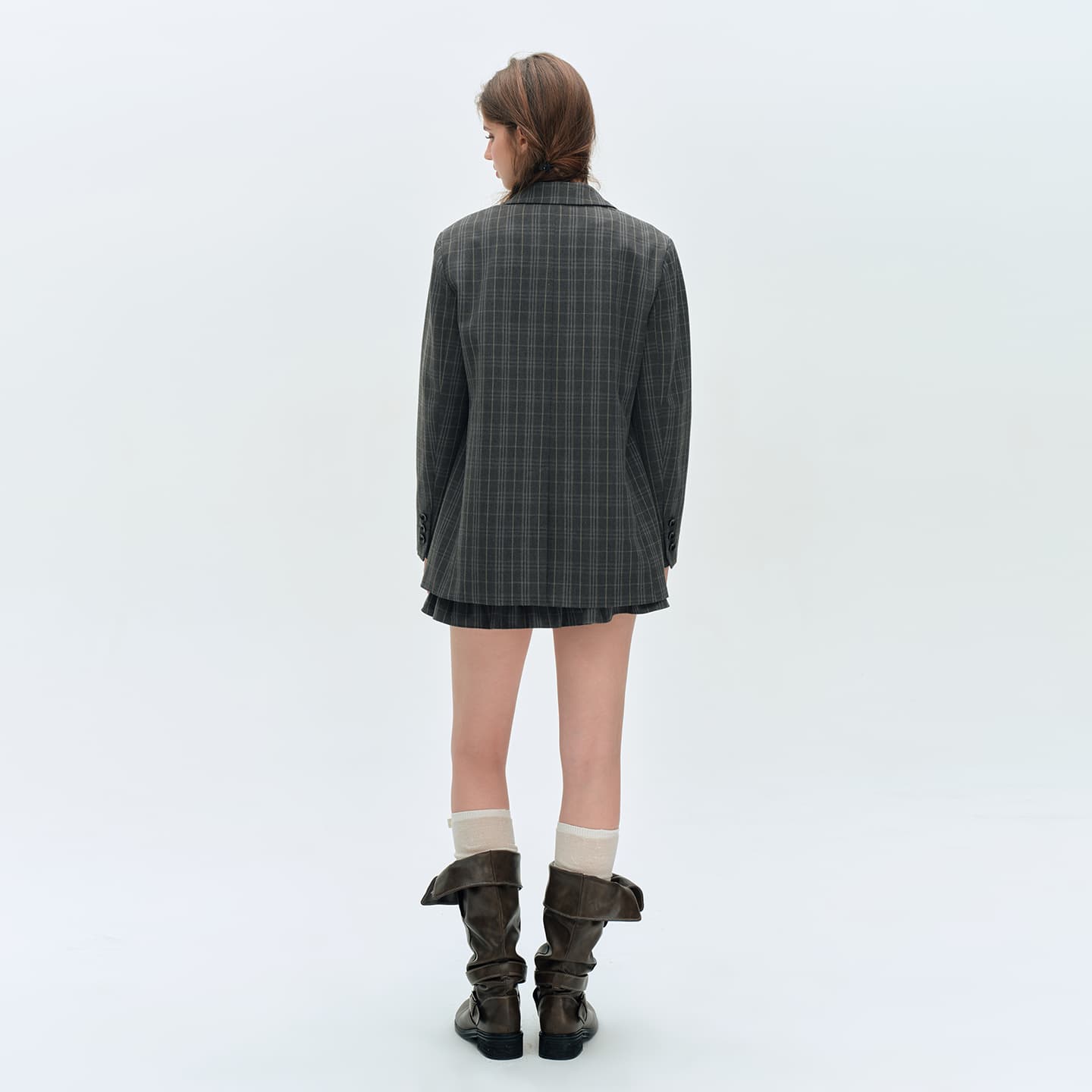 Kirsh Blazers Plaid Gray Lapel Moderate
