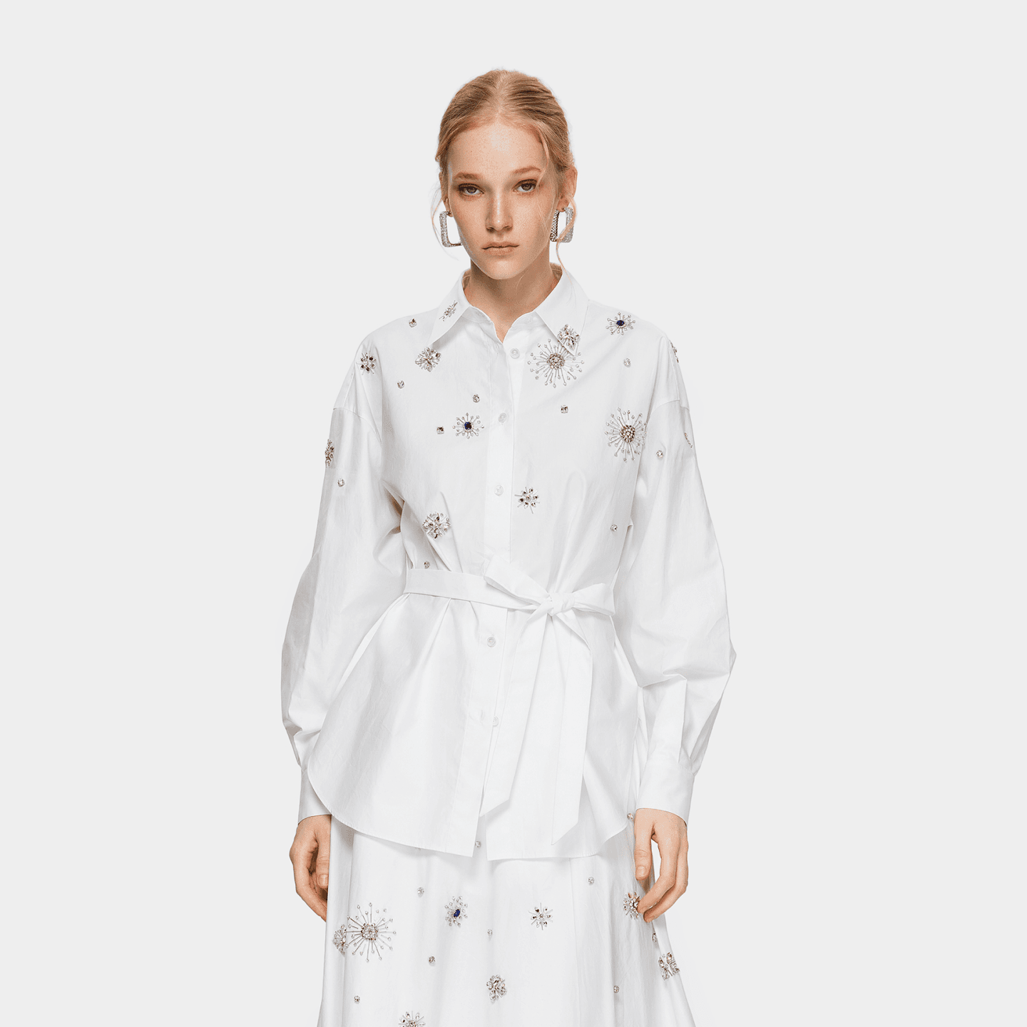 PINKO Shirts White Lapel Moderate Nippedin Waist