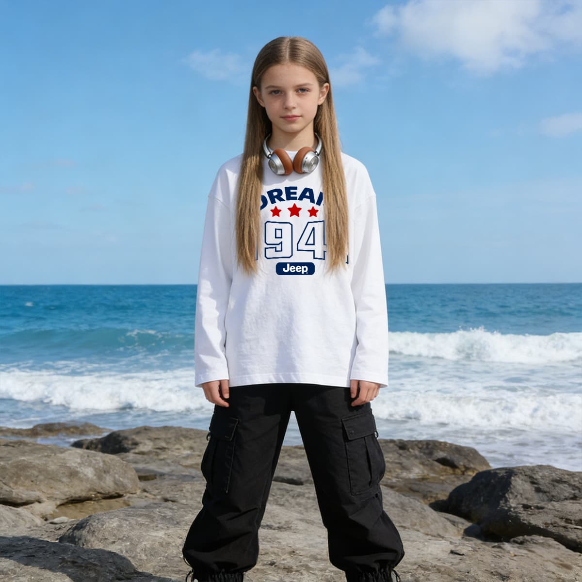 Jeep Grade School TShirts Crew Neck Moderate Stretch