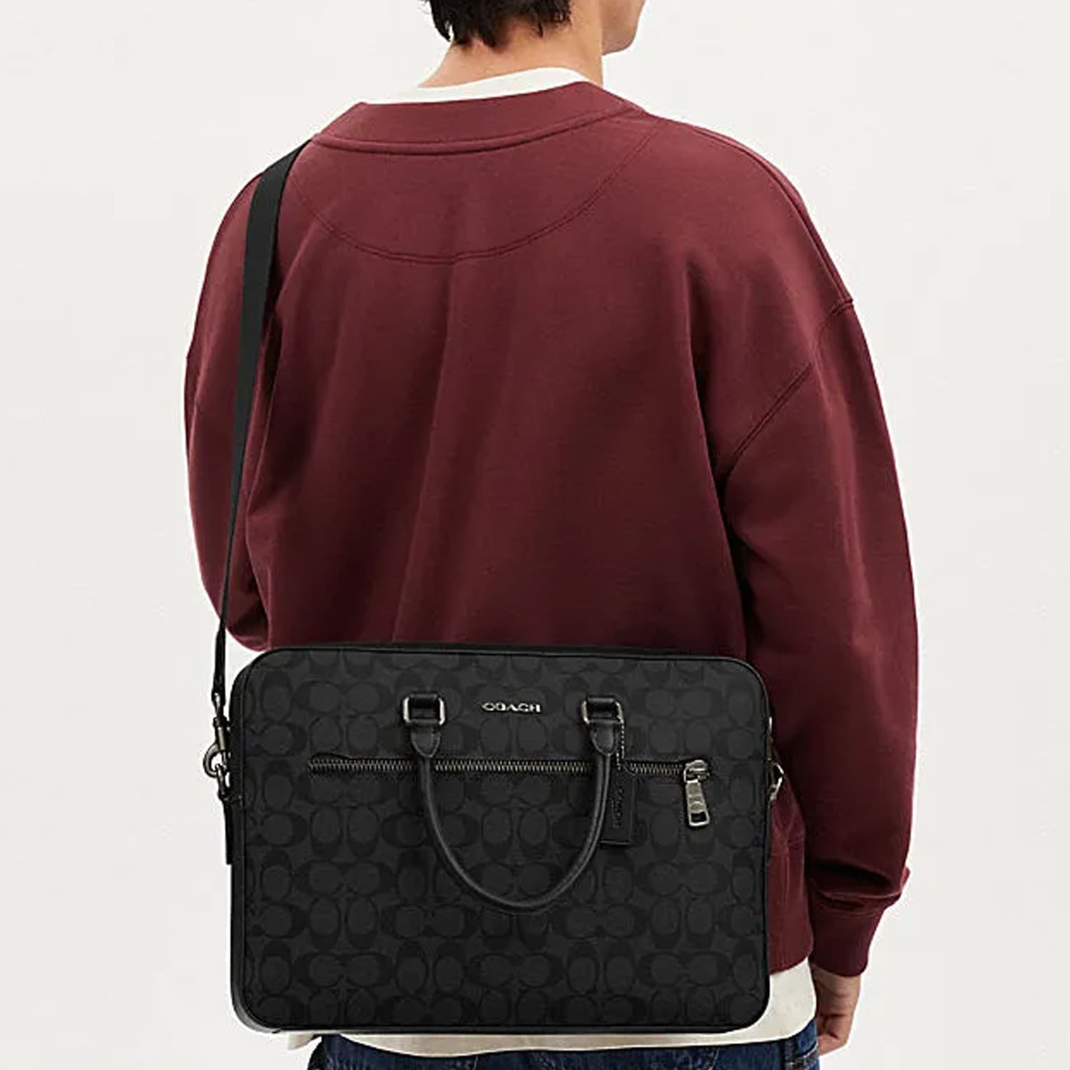 COACH ETHAN Artificial Portable One Shoulder Crossbody Briefcase Large Black